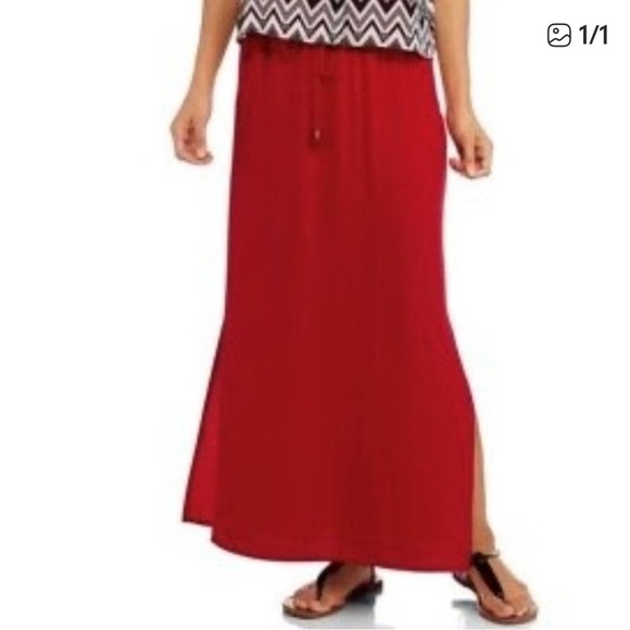 Faded Glory Vibrant Red Maxi Skirt - Picture 1 of 2
